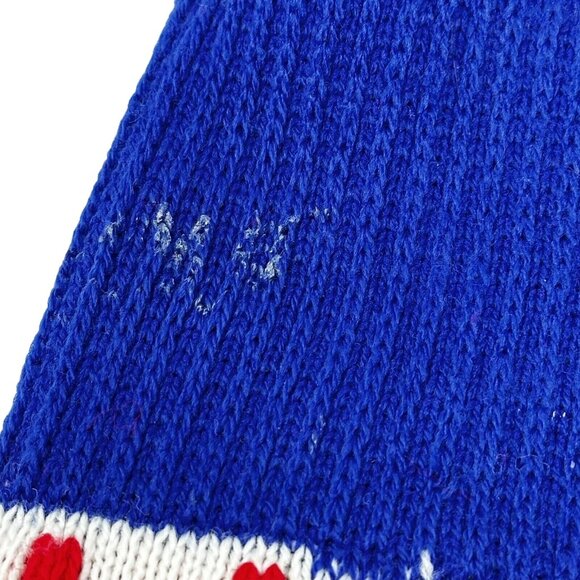 Vintage Knit Beanie Pom Pom Miracle Red White Blue Hat Letter M Winter - Picture 6 of 8